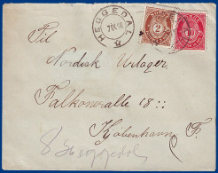 Norwegen 1918, 2+10 öre Auf Brief V. Heggedal (Akh) N. Dänemark. #S810 - Brieven En Documenten