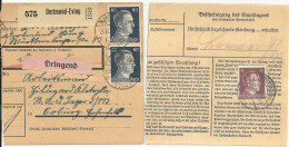 DR 1942, Paketkarte V. Dortmund Eving M. 3 Marken U. Dringend. #2891 - Briefe U. Dokumente