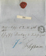 Taxis 1858, K1 Giessen Auf Paket Brief, Innen Botenlohn Quittung F. 7 Kr. #2728 - Lettres & Documents