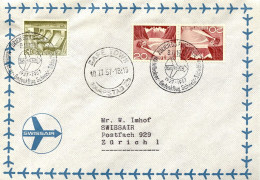 Aérophilatélie-Gedenkflug Schweiz 1927-1957 Par Swissair- Cachet De Zurich Du 09.11.57 Pour Capetow - Primi Voli