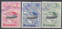 INSEL HERM (Guernsey), Nichtamtl. Briefmarken, 3 Marken, Gestempelt, Europa 1963, Landkarte, Schiff - Guernsey