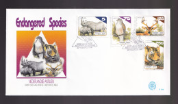 Nederlandse Antillen E296 * FDC  - Antilles 1998 * FAUNA * NEUSHOORN * ROOFVOGEL * HERT TIJGER KAT TIGER CAT RHINO BIRD - Curaçao, Antille Olandesi, Aruba