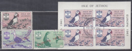 INSEL JETHOU (Guernsey), Nichtamtl. Briefmarken, 1 Block + 3 Marken, Gestempelt, Europa 1961, Vögel - Guernsey