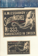 ELEPHANT SAFETY MATCHES N° 333  A.M. ESSABHOY - OLD VINTAGE EXPORT MATCHBOX LABELS MADE IN SWEDEN - Zündholzschachteletiketten