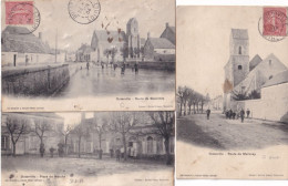 Outarville (45 Loiret) Lot De 3 Cartes "en L'état" Place Du Marché Et Routes De Melleray Et De Bazoches - édit. Videau - Otros & Sin Clasificación