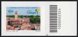 2023 - ITALIA / ITALY - CODOGNO COMUNE EUROPEO DELLO SPORT - CODOGNO EUROPEAN COMMON SPORT. MNH - Code-barres