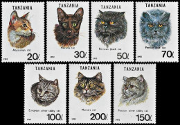 Tanzania 1992, Pets Cats - 7 V. MNH - Chats Domestiques