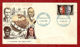 Frankreich 1961   Mi.Nr. 3 , Dienstmarken Für Die UNESCO - FDC Premier Jour 21. JANV.1961 PARIS - Briefe U. Dokumente