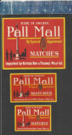 PALL MALL MATCHES IMPORTED BY KETTLES ROY & TYSONS - OLD VINTAGE EXPORT MATCHBOX LABELS MADE IN SWEDEN - Matchbox Labels