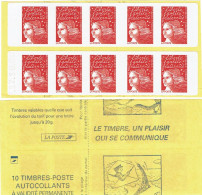CARNETS DE FRANCE -  CARNET "MARIANNE DE LUQUET"  POUR SAGEM Y/T 3419-12 DATE 17.10.00  VARIETE DE DECOUPE - Modernes : 1959-...