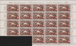 SCHWEIZ - KLEINBOGEN 1939 BUNDESFEIER Mi 338 MNH / L - Blocks & Sheetlets & Panes