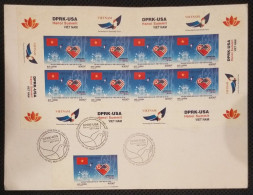 FDC Vietnam Viet Nam With Imperf Stamp & Sheetlet 2019: US / USA - North Korea / DPRK Summit In Hanoi / Flag / Peace - Viêt-Nam