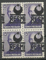 Turkey; 1954 Official Stamp 15 K. ERROR "Shifted Overprint" - Dienstmarken