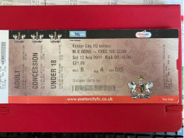 Football Ticket Billet Jegy Biglietto Eintrittskarte Exeter City - Milton Keynes Dons 13/08/2011 - Biglietti D'ingresso