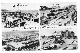 Souvenir De TROUVILLE - 4 Vues La Plage, Les Quais, La Piscine, Le Casino - Edit. CAP - - Trouville