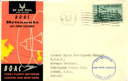 Aérophilatélie-BOAC First Flight Between NEW YORK And LONDON-cachet De New York Du 21.12.57 - Premiers Vols