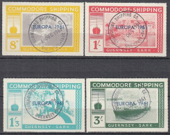 INSEL SARK (Guernsey), Nichtamtl. Briefmarken, 4 Marken, Gestempelt, Europa 1961, Commodore Shipping - Guernesey