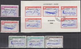 INSEL SARK (Guernsey), Nichtamtl. Briefmarken, 1 Block + 5 Marken, Gestempelt, Europa 1966, Flugzeuge, Luftfahrt - Guernsey