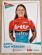 Card Anna Van Wersch - Team Lotto-Dstny - 2024 - Women - Cycling - Cyclisme - Ciclismo - Wielrennen - Wielrennen