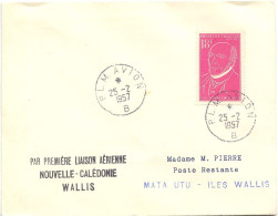 Aérophilatélie-Par Première Liaison Aérienne Air-France NOUVELLE CALEDONIE-WALLIS-cachet Du 25.02.57 - Erst- U. Sonderflugbriefe