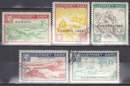 INSEL SARK (Guernsey), Nichtamtl. Briefmarken, 5 Marken, Gestempelt, Europa 1962, Landesmotive - Guernsey