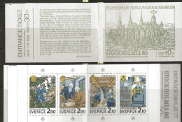 Sweden 1986 Stockholmia Exhibition  Booklet MH 116 With  Mi  1399-1402 Unused   - Stamps Fastened In Booklet - Ongebruikt