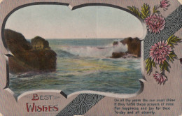 C92. Postcard. Best Wishes. Waves Breaking On Rocks. - Autres & Non Classés