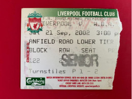 Football Ticket Billet Jegy Biglietto Eintrittskarte Liverpool FC - W.B.A. 21/09/2002 - Tickets - Entradas