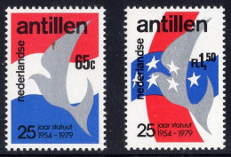 Netherlands Antilles 1979 Serie 2v 25 Years Constitution Flag Bird Dove MNH - West Indies