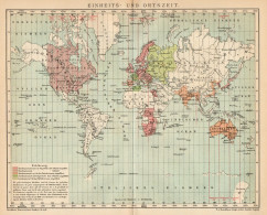 B6380 Ora Locale - Local Time - Carta Geografica Antica Del 1904 - Old Map - Carte Geographique