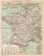 B6377 France - Major Roads - Carta Geografica Antica Del 1904 - Old Map - Cartes Géographiques