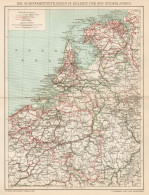 B6370 Belgium And Netherlands - Roads - Carta Geografica Antica - 1903 Old Map - Landkarten