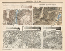 B6368 Cartografia - Disegno Del Terreno - Carta Geografica Antica - 1903 Old Map - Mapas Geográficas