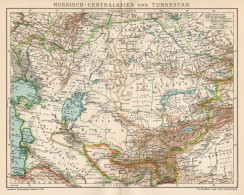 B6339 Russisch - Centralasien - Turkestan - Carta Geografica Antica_1903 Old Map - Mapas Geográficas