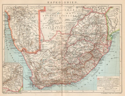 B6283 KAPKOLONIEN - Carta Geografica Antica Del 1902 - Old Map - Mapas Geográficas