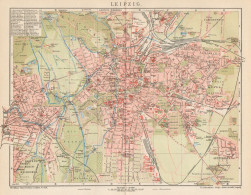 B6271 Germany - Leipzig Town Plan - Carta Geografica Antica Del 1902 - Old Map - Mapas Geográficas