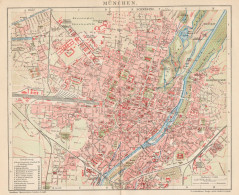B6307 Germany - Munich Town Plan - Carta Geografica Antica Del 1903 - Old Map - Mapas Geográficas