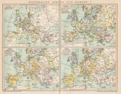 B6265 Carte Storiche Dell'Europa - Carta Geografica Antica Del 1902 - Old Map - Mapas Geográficas