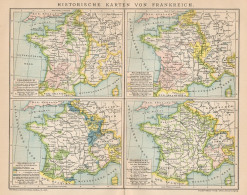 B6270 Historical Maps Of France - Carta Geografica Antica Del 1902 - Old Map - Landkarten