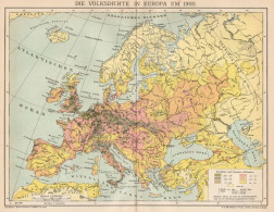 B6262 Densità Nazionale In EUROPA - Carta Geografica Antica Del 1902 - Old Map - Carte Geographique