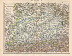 B6229 Germany - Bayern - Carta Geografica Antica Del 1901 - Old Map - Mapas Geográficas