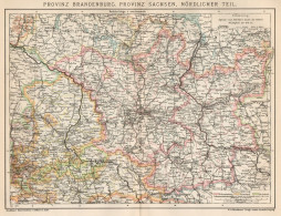 B6242 Germany - Brandenburg - Sachsen - Carta Geografica Antica 1901 Old Map - Mapas Geográficas