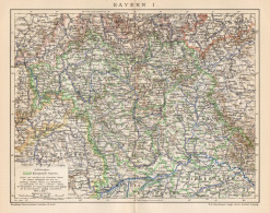 B6230 Germany - Bayern - Carta Geografica Antica Del 1901 - Old Map - Carte Geographique