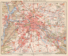 B6225 Berlin Environs - Carta Geografica Antica Del 1901 - Old Map - Geographische Kaarten