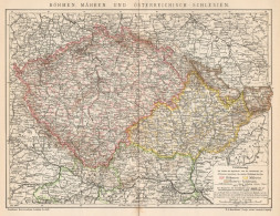 B6244 Bohemia, Moravia And Austrian-Silesia - Carta Geografica - 1901 Old Map - Mapas Geográficas