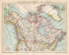 B6238 British North America - Alaska - Carta Geografica Antica - 1901 Old Map - Geographical Maps