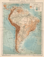 B6214 South America Physical - Carta Geografica Antica Del 1901 - Old Map - Carte Geographique