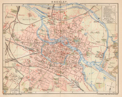 B6239 Poland - Wroclaw Town Plan - Carta Geografica Antica Del 1901 - Old Map - Mapas Geográficas