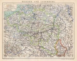 B6227 Belgium - Luxembourg - Carta Geografica Antica Del 1901 - Old Map - Cartes Géographiques