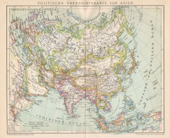 B6211 Asia Political - Carta Geografica Antica Del 1901 - Old Map - Cartes Géographiques